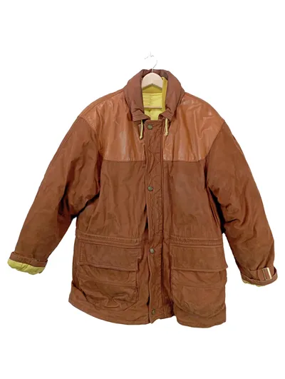 HUGO BOSS Herren Lederjacke Braun Vintage Gr. L/50 Winterjacke