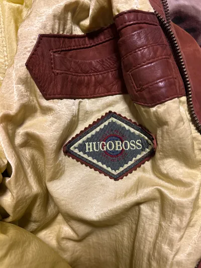 HUGO BOSS Herren Lederjacke Braun Vintage Gr. L/50 Winterjacke