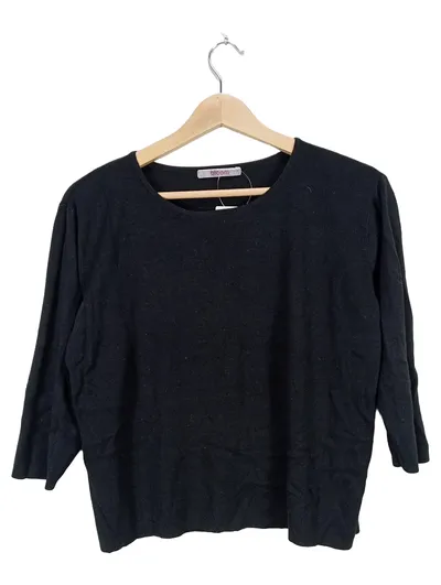 Bloom Damen Pullover Shirt Gr. 36 S Schwarz Viskose Basic Langarm