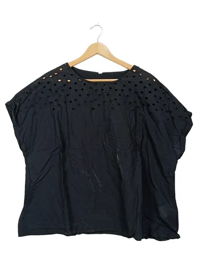 ever.me Damen T-Shirt Schwarz Lochmuster Baumwolle Gr. XXL/44