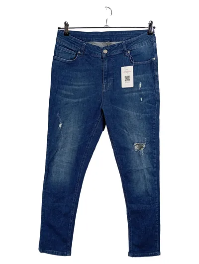 ASOS Herren Destroyed Jeans Hose Blau W34 L28 Baumwolle Casual Knopf