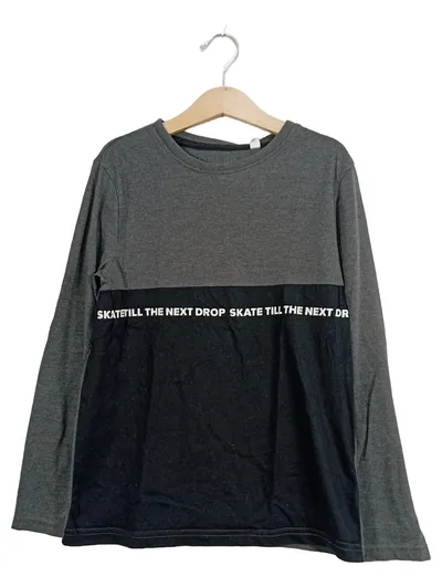 DOWNLOAD Langarmshirt Jungen Gr. 134/140 Grau Schwarz Skate Streetwear