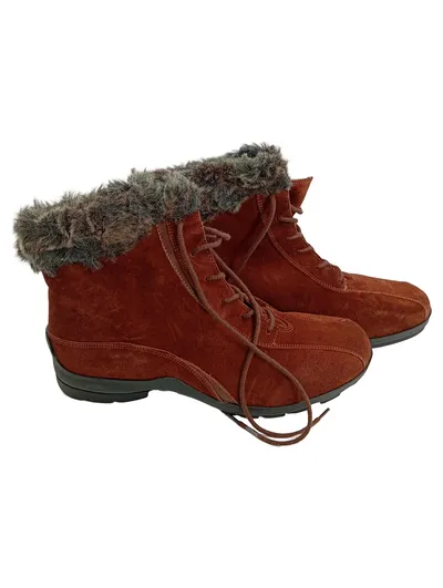 Vitaform Damen Winterstiefel Gr. 40 Braun Wildleder Fellbesatz gefüttert