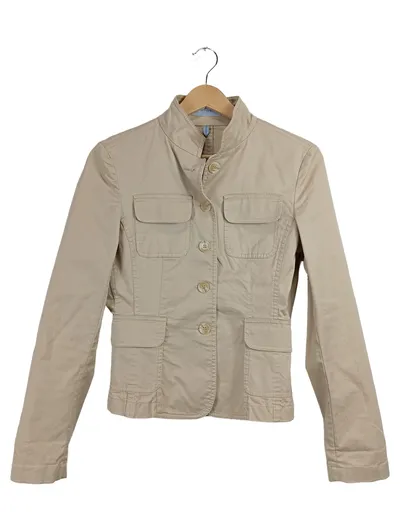 Strenesse Blue Leichte Jacke Damen Beige Baumwolle Gr. 34 Klassisch Alltag