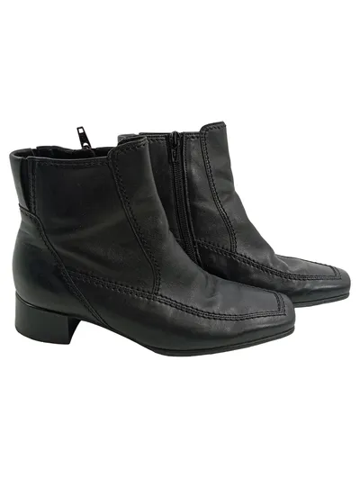 Gabor Stiefeletten Damen Gr. 36 Schwarz Leder Blockabsatz Ankle Boots