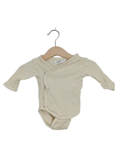 Identic Nature Baby Body Wickelbody Langarm Rippstrick Baumwolle Beige 50