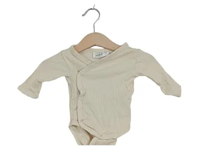 Identic Nature Baby Body Wickelbody Langarm Rippstrick Baumwolle Beige 50