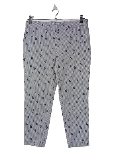 PETER HAHN Stoffhose Damen Gr. 44 Blumen Streifen Blau Weiß 7/8