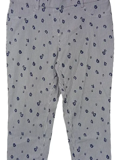 PETER HAHN Stoffhose Damen Gr. 44 Blumen Streifen Blau Weiß 7/8