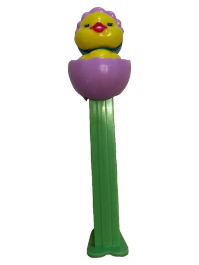 PEZ Spender Küken im Ei Ostern Sammlerstück Grün Lila Gelb