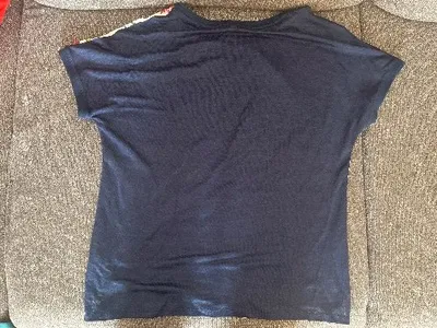 BRAX Damen T-Shirt Blumenmuster Streifen Leinen Gr. 42 Mehrfarbig
