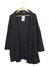 Anna Menotti Damen Strickjacke Grau Rippstrick Gr. 52 XXL Langarm Casual 1