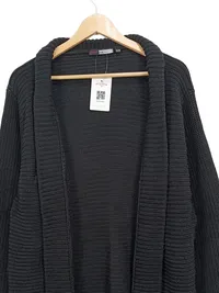 Anna Menotti Damen Strickjacke Grau Rippstrick Gr. 52 XXL Langarm Casual 2