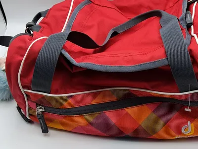 Deuter Sporttasche Kinder Rot Kariert Mittel 33x21cm Polyester Gym Bag