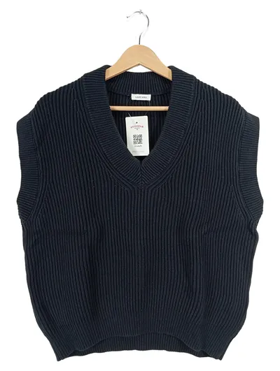 LASCANA Pullunder Damen Gr. L Strickweste V-Ausschnitt Schwarz