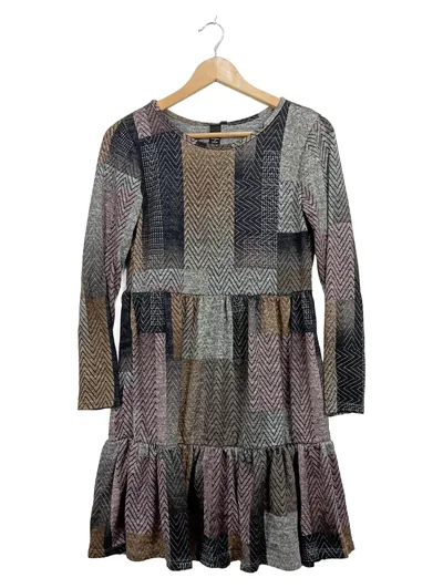 Victoria & Violet Damen Freizeitkleid Bohemian M Geometrisch Rüschen Mehrfarbig