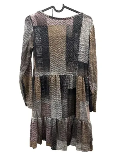 Victoria & Violet Damen Freizeitkleid Bohemian M Geometrisch Rüschen Mehrfarbig