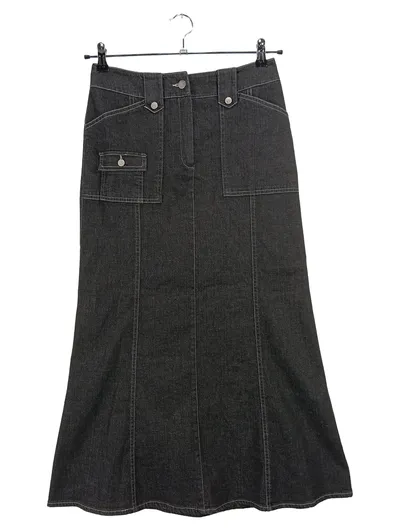 YOORS Damen Jeansrock Lang Maxi Gr. 38 Grau Cargo A-Linie Denim