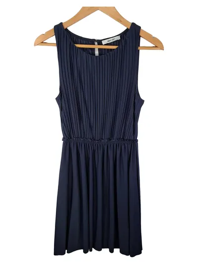 ABOUT YOU Kleid Damen Gr. 34 XS Navy Blau Plissee Elegant