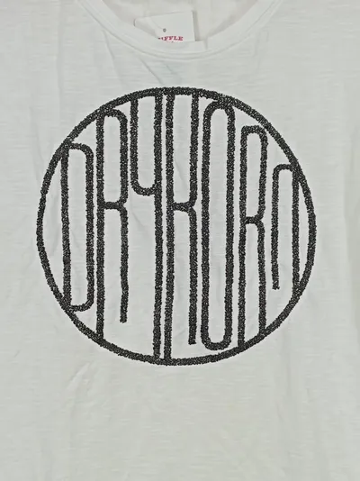 DRYKORN Damen T-Shirt Logo Print Weiß Gr. L Baumwolle Ärmellos