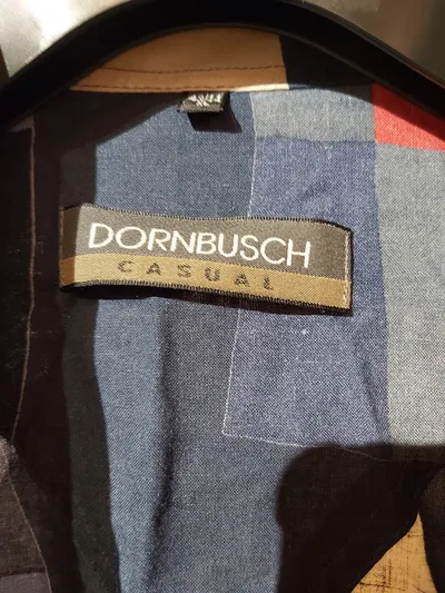 Dornbusch Herren Freizeithemd Kurzarm Patchwork Blau Retro Gr. 52, XL