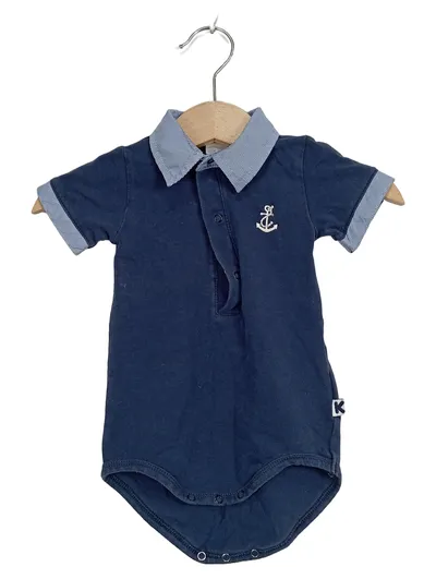 KANZ Baby Body Poloshirt Gr. 62 Blau Anker Stickerei Baumwolle