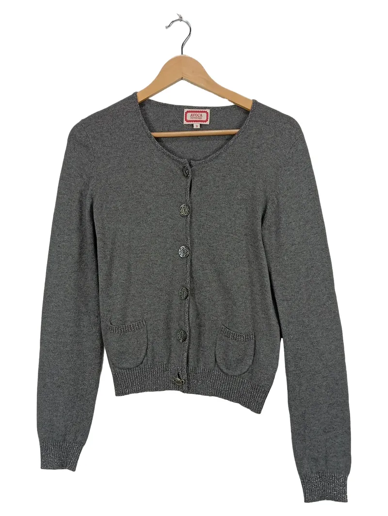Avoca Strickjacke Damen Klassisch Grau Melange Angora Kaschmir Gr. 36 S 1