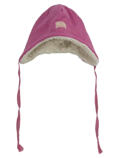 PICKAPOOH Kinder Wintermütze Rosa Baumwolle gefüttert Bindebänder
