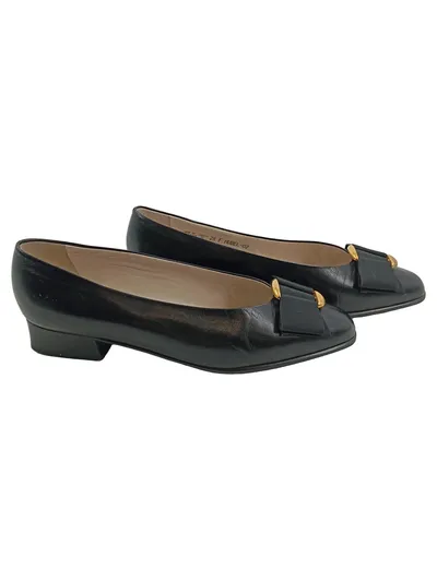 Bally Damen Ballerinas Leder Klassisch Business Schleife Schwarz Gr. 35