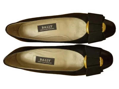 Bally Damen Ballerinas Leder Klassisch Business Schleife Schwarz Gr. 35