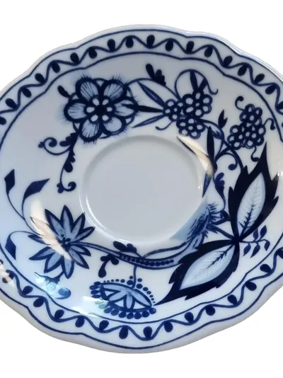 KAHLA Zwiebelmuster Untertasse Porzellan Blau Weiß 15 cm Spülmaschinenfest