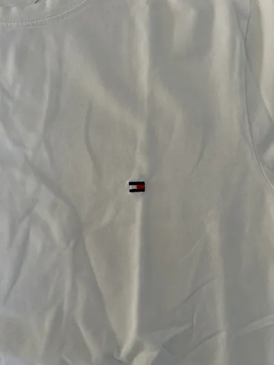 Tommy Hilfiger T-Shirt Herren Gr. M Weiß Basic Rundhals Logo Baumwolle