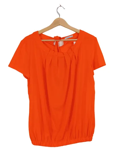 Małecka Damen Top Bluse Gr. 42 Orange Schleife Kurzarm Elegant