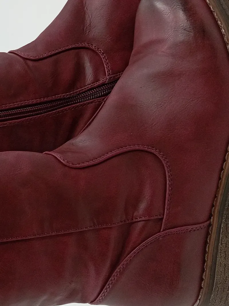 Clara Barson Damen Stiefel Gr. 37 Bordeaux Rot Klassisch Reißverschluss 5