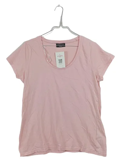 TESSENTIALS Damen T-Shirt Rosa Basic Rundhals Gr. XXL Baumwolle
