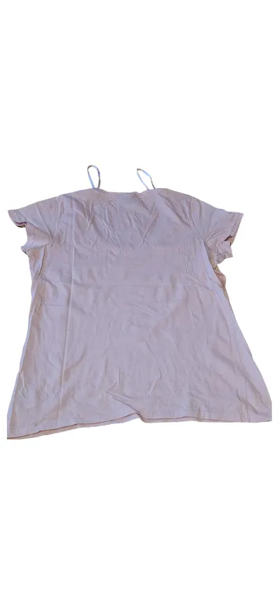 TESSENTIALS Damen T-Shirt Rosa Basic Rundhals Gr. XXL Baumwolle
