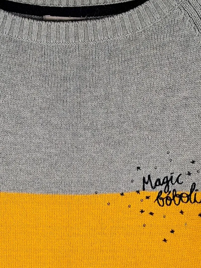 Boboli Mädchen Pullover gestreift Schriftzug Mehrfarbig Gr. 152 Baumwolle 2