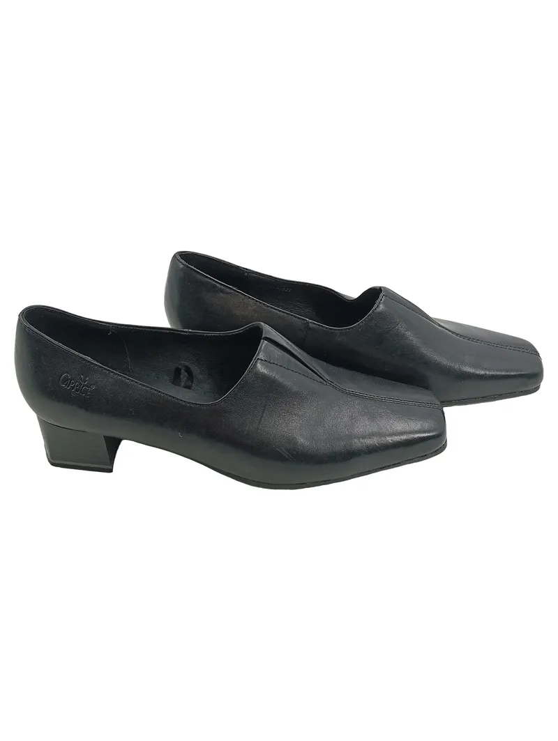 Caprice Damen Slipper Schwarz Leder Gr. 39 Business Klassisch Absatz 4cm 1