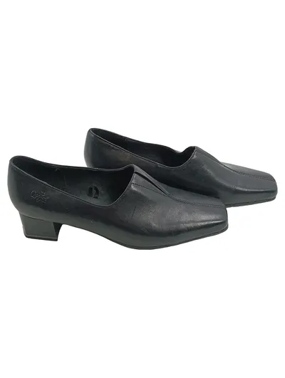 Caprice Damen Slipper Schwarz Leder Gr. 39 Business Klassisch Absatz 4cm