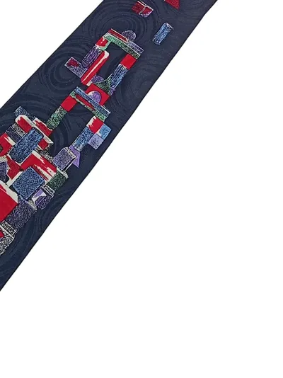 Seidenfalter Krawatte Herren Seide Business Blau Abstrakt Vintage 148cm