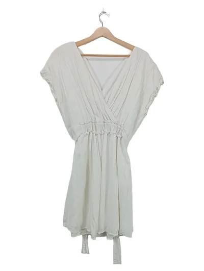 LCW Casual Damen Wickelkleid Weiß Gr. XL Viskose Sommerkleid