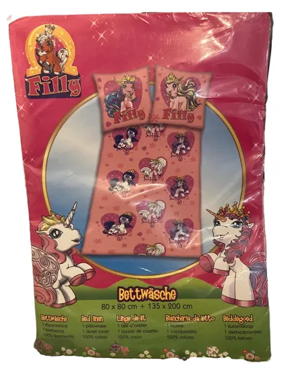 Filly Bettwäsche Kinder 135x200 cm Kissenbezug 80x80 cm Rosa Baumwolle
