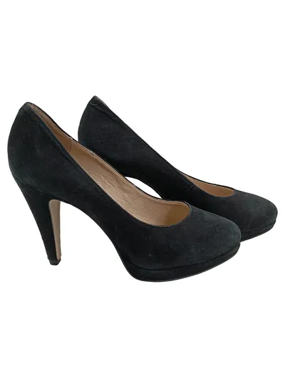 Buffalo London Damen Pumps Schwarz Wildleder Gr. 40 High Heels Plateau