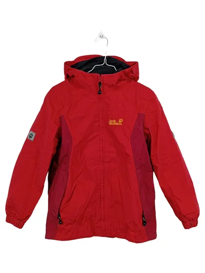 Jack Wolfskin Kinder Outdoorjacke Gr. 140 Rot Kapuze Regenjacke