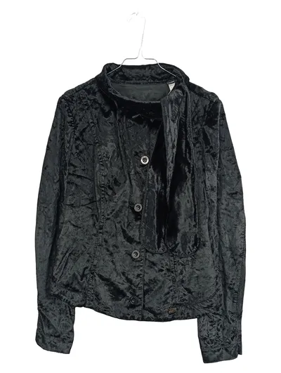 MISS SIXTY Damen Jacke Gr. L Samt Optik Schwarz Elegant Knopfleiste