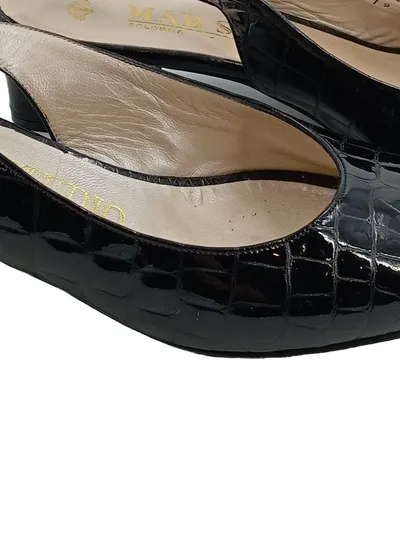 MAB Studio Slingback Peep-Toe Kroko-Optik Lackleder Schwarz Gr. 35