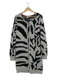 Bloom Damen Strickjacke Longcardigan Animal Print Grau Gr. 42 XL 1