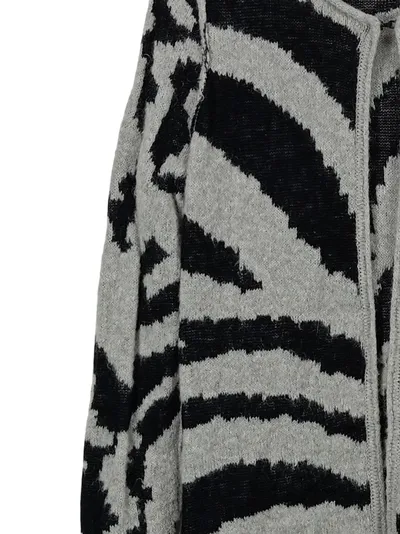 Bloom Damen Strickjacke Longcardigan Animal Print Grau Gr. 42 XL