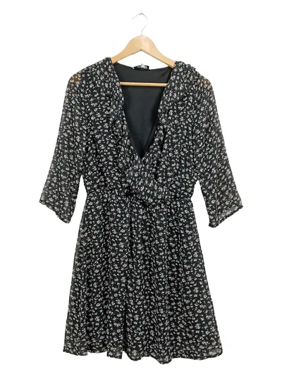 ABOUT YOU Damen Freizeitkleid Blumenmuster Gr. 36/S Schwarz