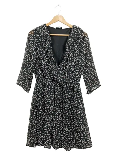 ABOUT YOU Damen Freizeitkleid Blumenmuster Gr. 36/S Schwarz